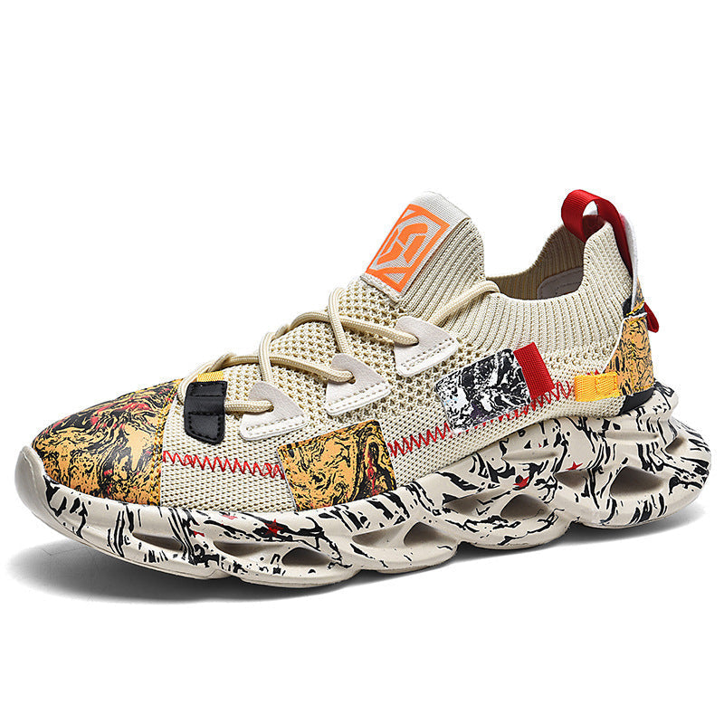 Men's printed upper trainers showing front toe detail