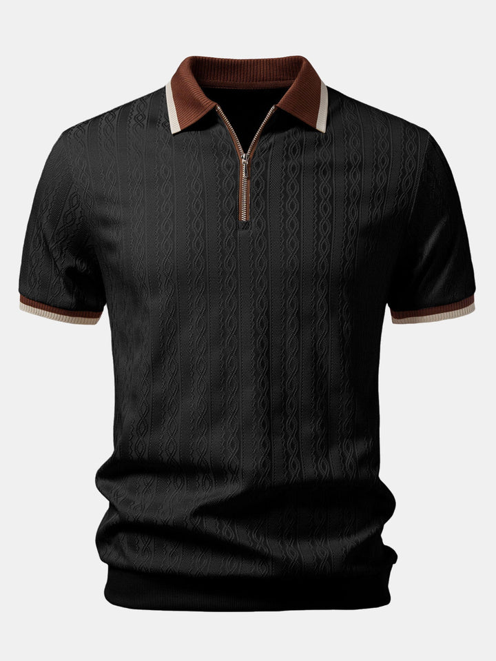 Men's Knitted Zip Polo Shirt Regular Fit