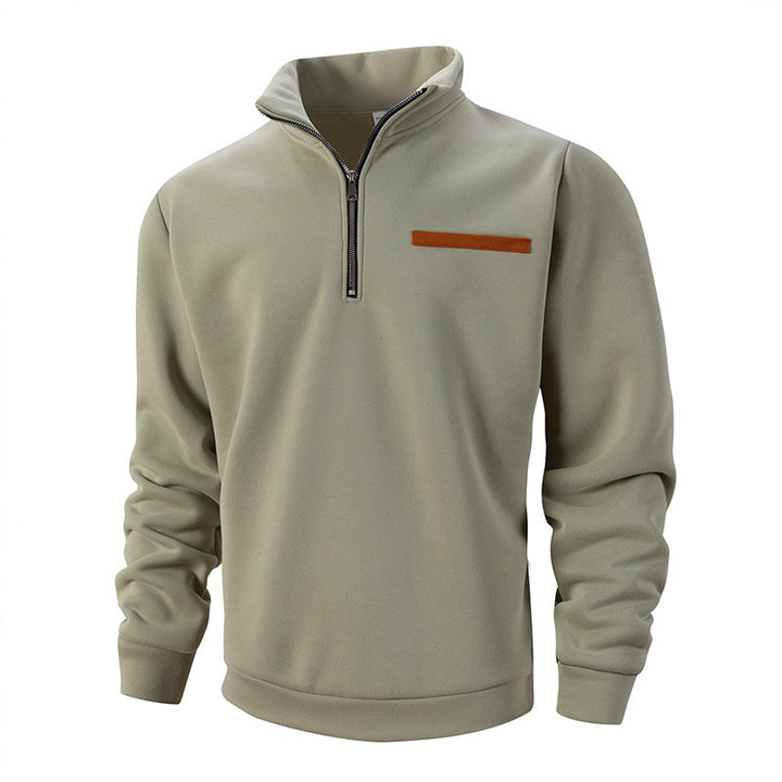 Men's Polyester Half Zip Long Sleeve Top
