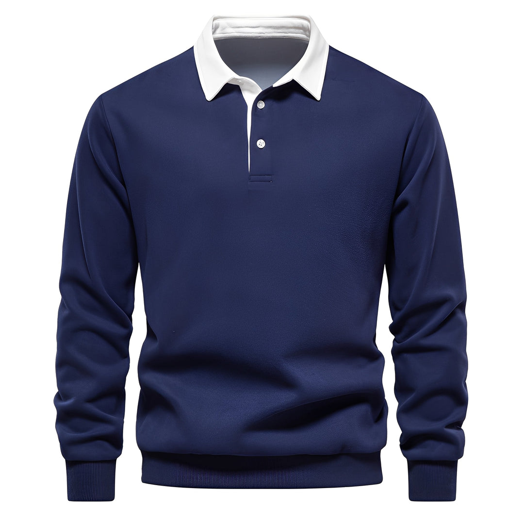 Men's Long Sleeve Polo Shirt Breathable Cotton