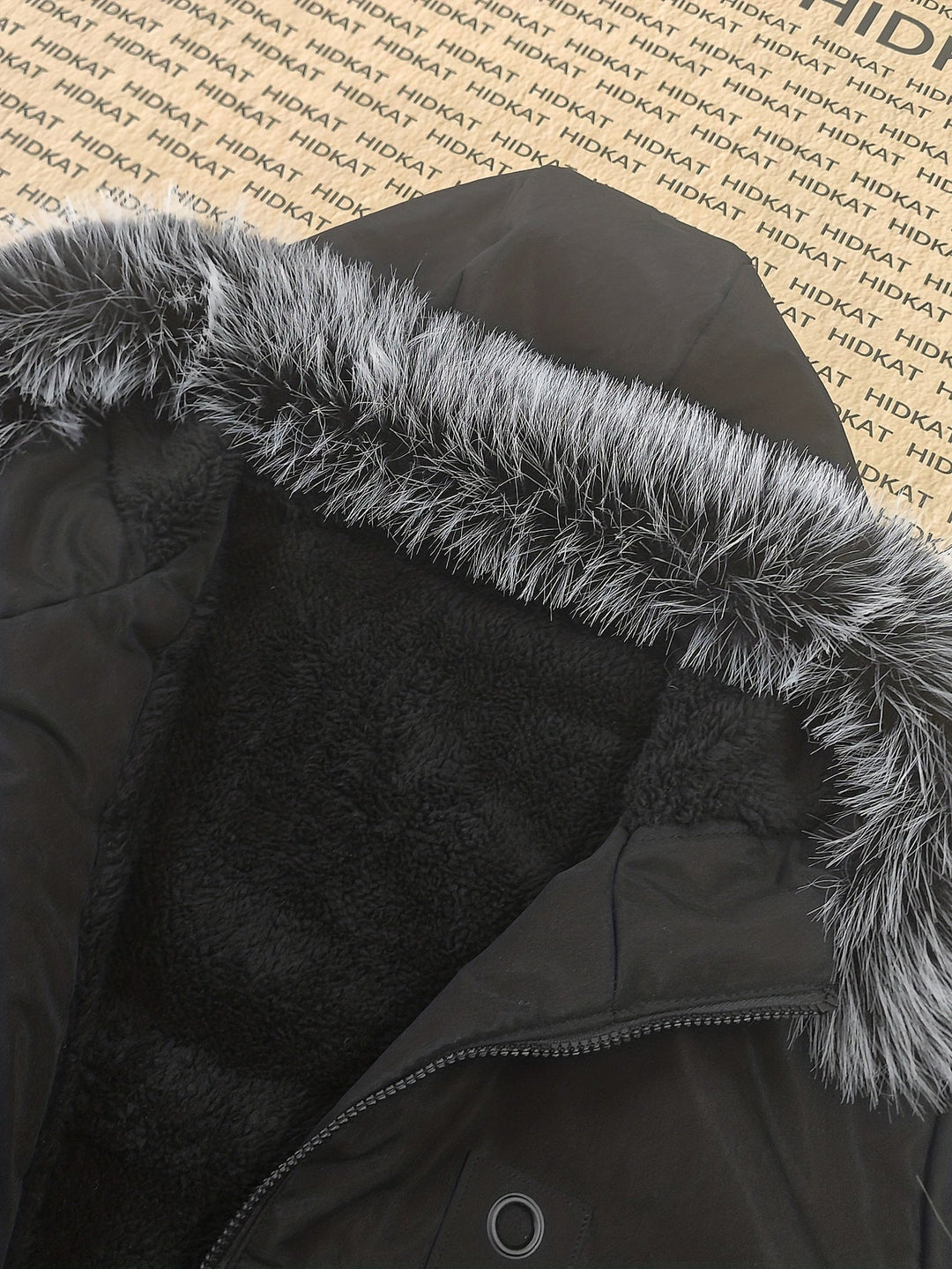 Back view of a men's hooded parka