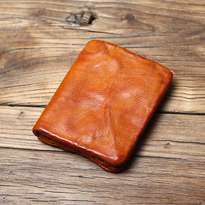 Full-Grain Leather Wallet Men's Compact Dual Closure Design