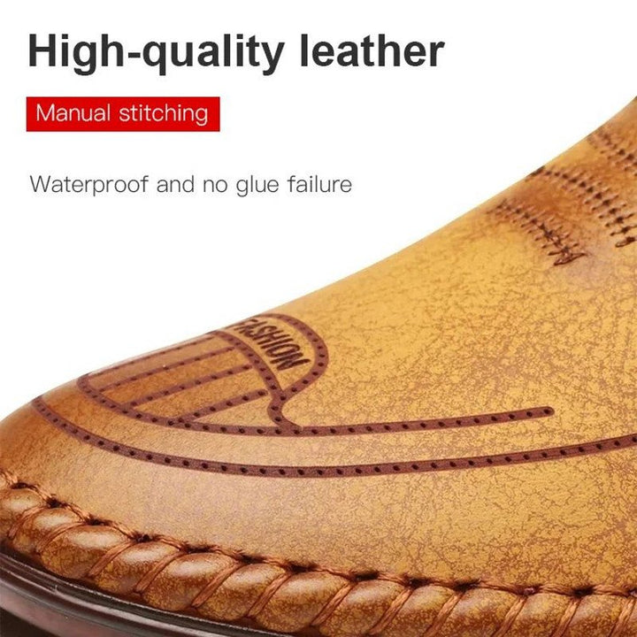 Men's Leather Canvas Slip-On Sneakers