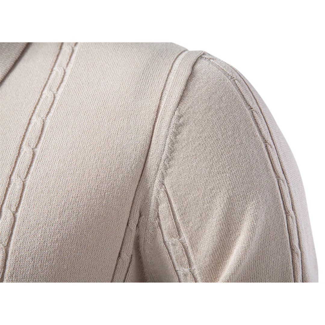 Men's Ribbed Knit Viscose Blend Polo Shirt