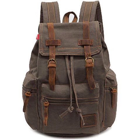 Vintage Canvas Backpack Durable Weather-Resistant Design