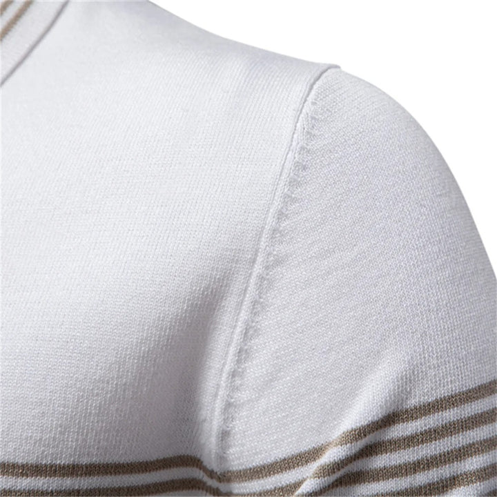 Men's Vintage Striped Knit Polo Shirt