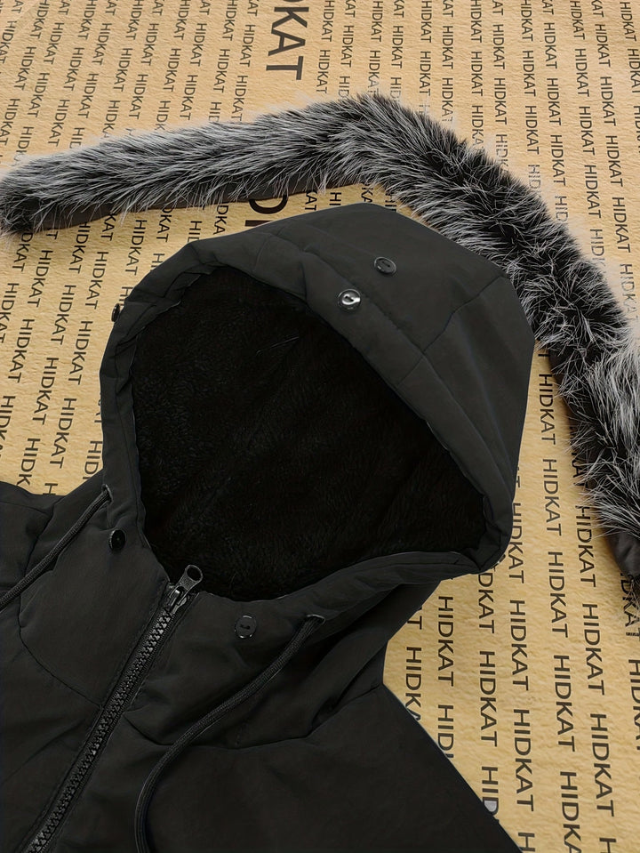 Side view of a men's lined winter parka