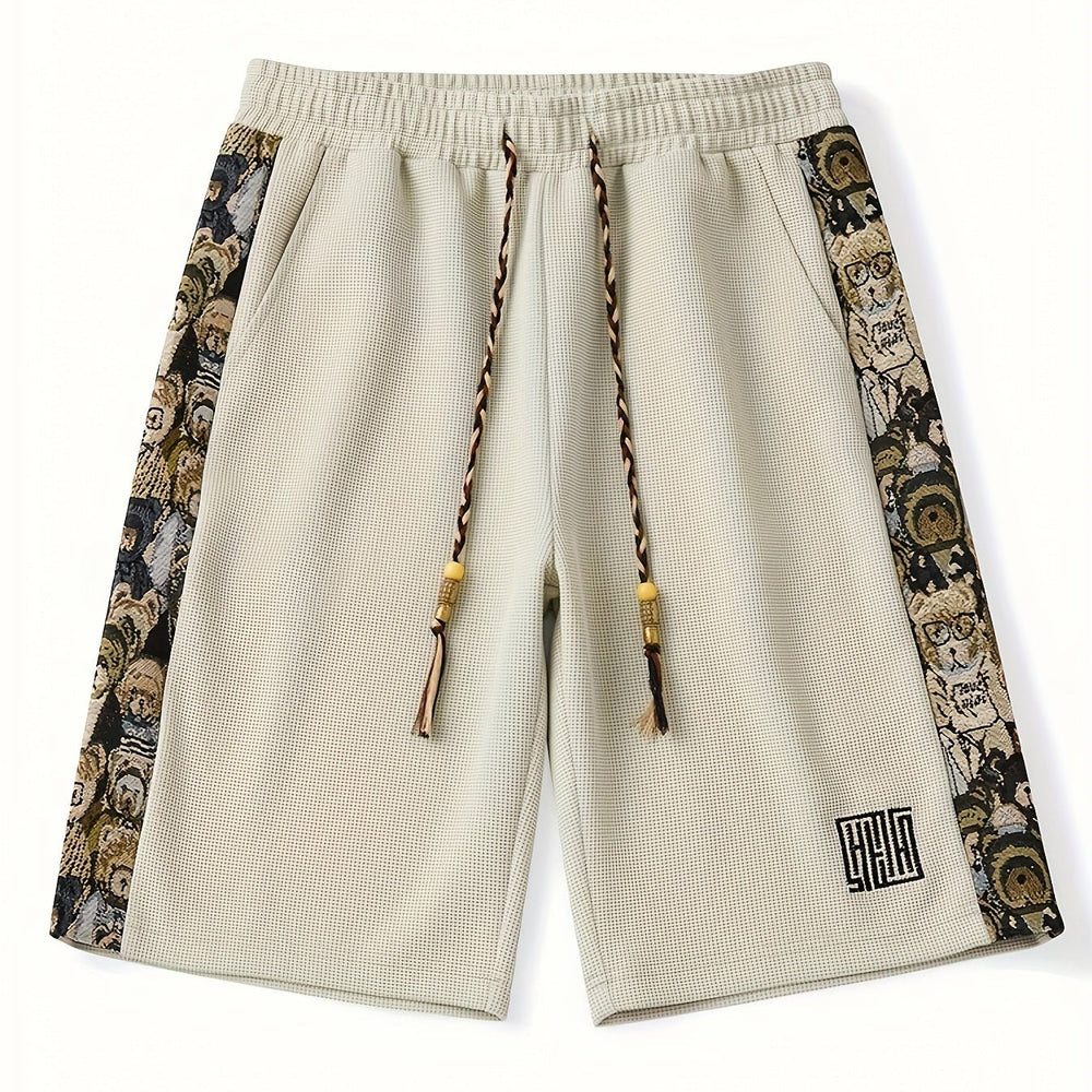 Men's knee-length panel shorts shown from the back