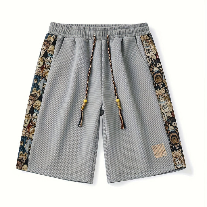 Men's relaxed fit panel shorts in a front view