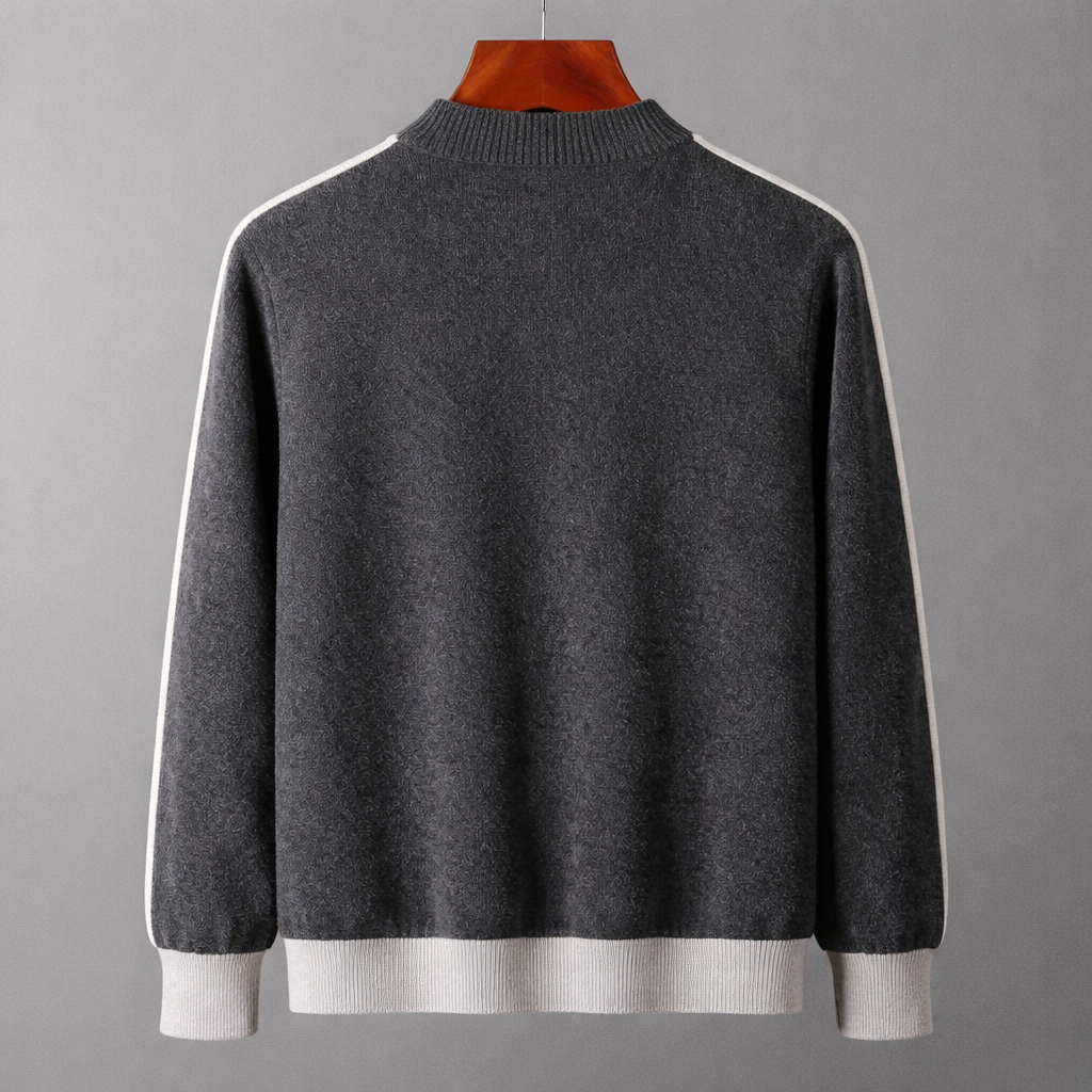 Full-length view of the men's wool blend jacket