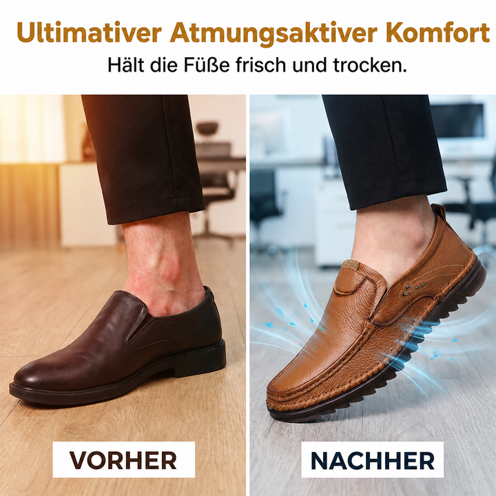 Top view of men's slip on loafers with sleek office styling