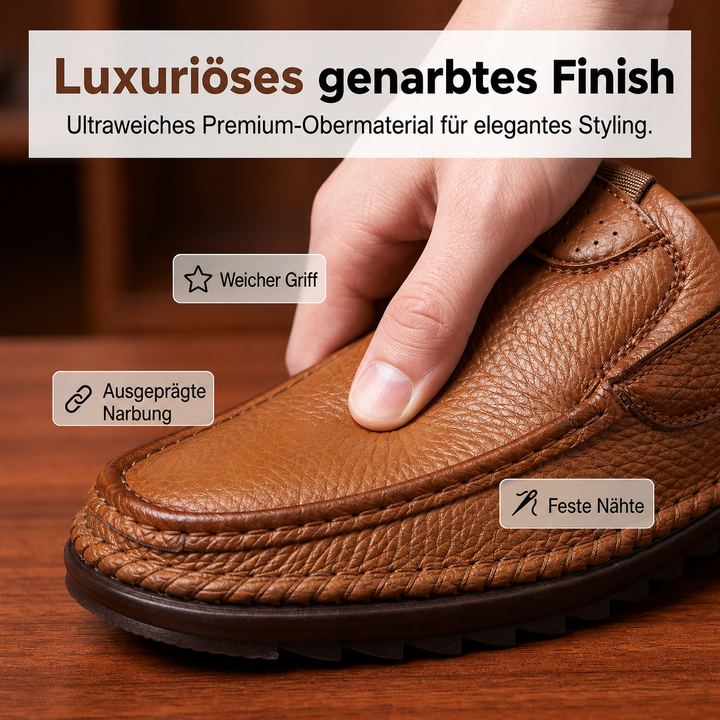 Men's classic office loafers presented in a full product view