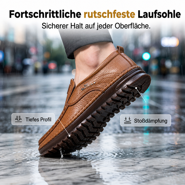 Detailed view of loafer sole and side shape for everyday comfort