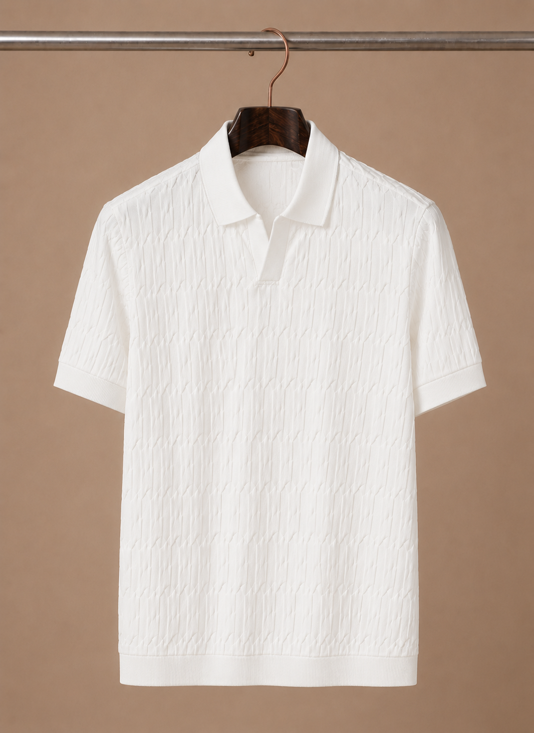 Men's Soft Textured Knit Polo Shirt Breathable Summer