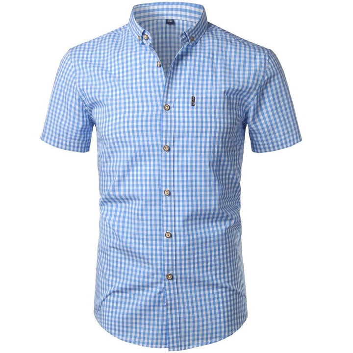 Short Sleeve Checkered Shirt Lightweight Breathable