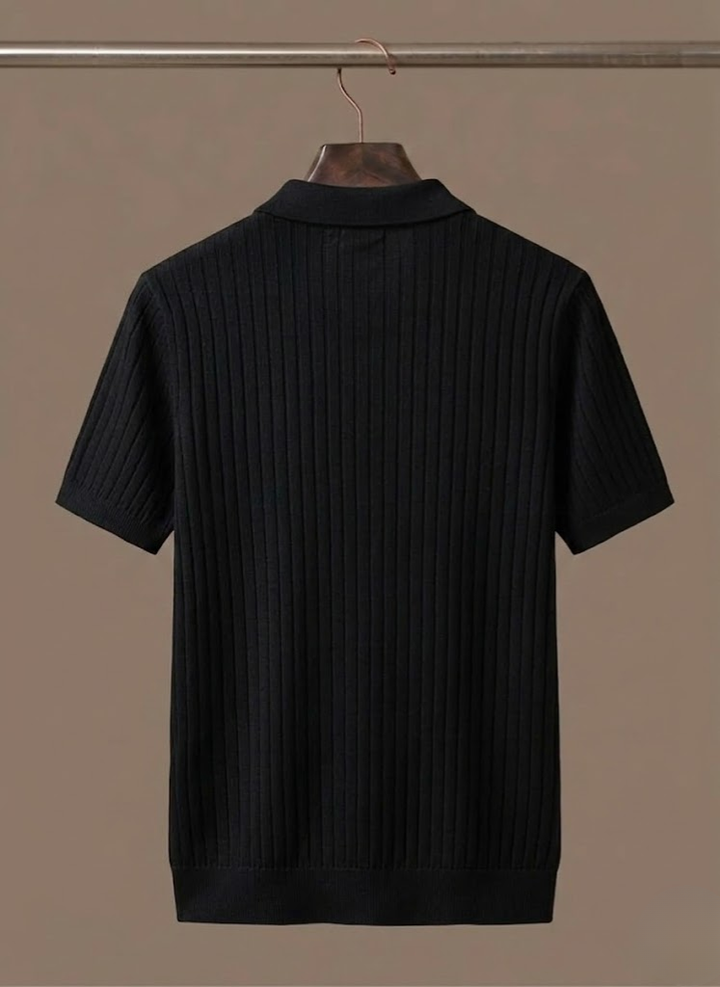 Men's Lightweight Ribbed Knit Polo Shirt