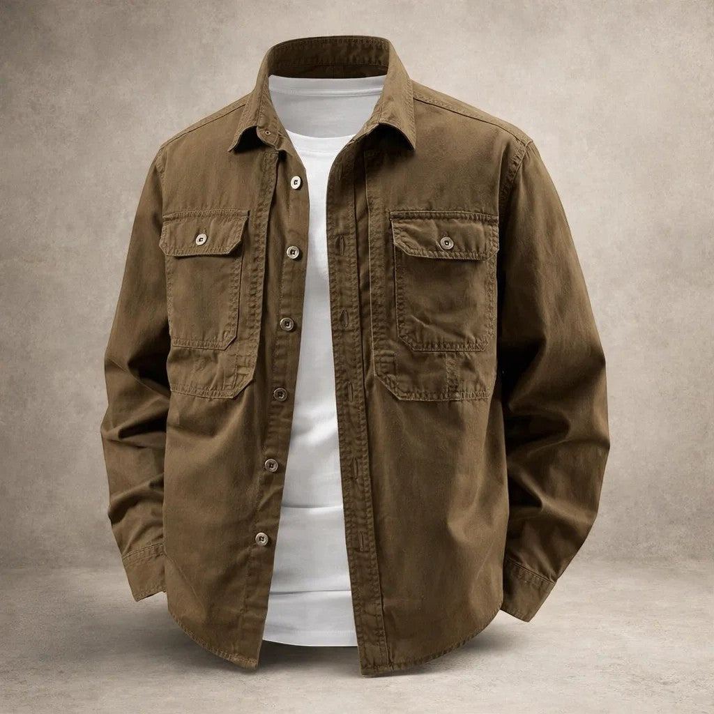 Men's Cotton Overshirt Long Sleeve Utility Style