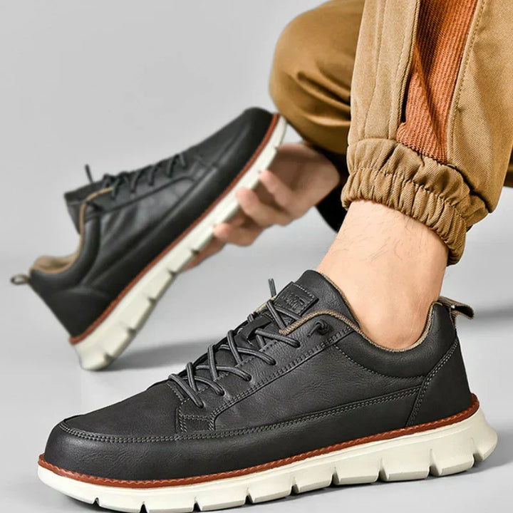 Pair of casual everyday sneakers shown from above