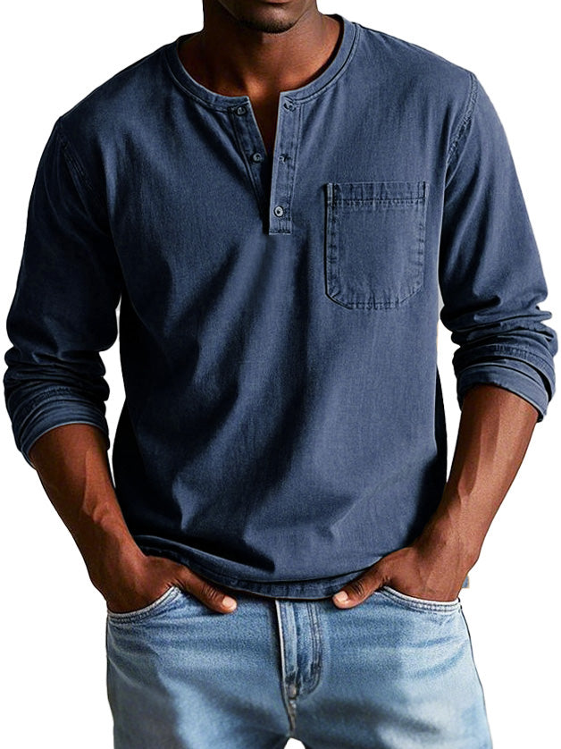 Men's Casual Henley Long-Sleeve Shirt