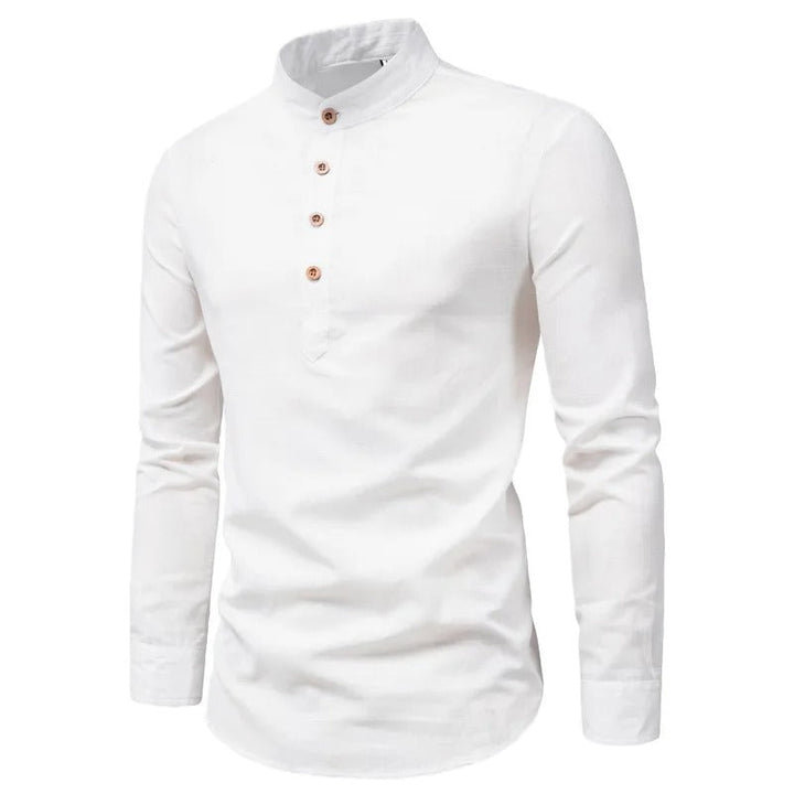 Men's Linen Shirt Stand-Up Collar Breathable Fabric