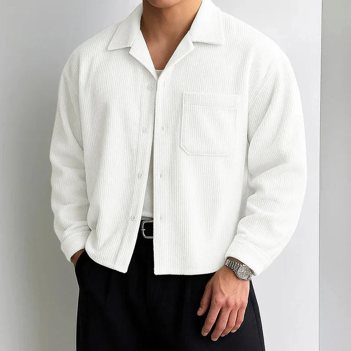 Men's Corduroy Cropped Shirt Loose Fit