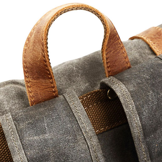 Vintage Waterproof Canvas Roll-Top Backpack