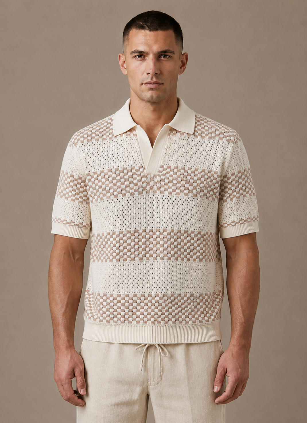 Men's Striped Breathable Cotton Polo Shirt Smart Casual Fit
