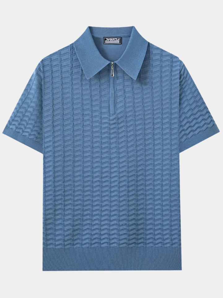 Men's Viscose Knit Zip-Neck Polo Shirt