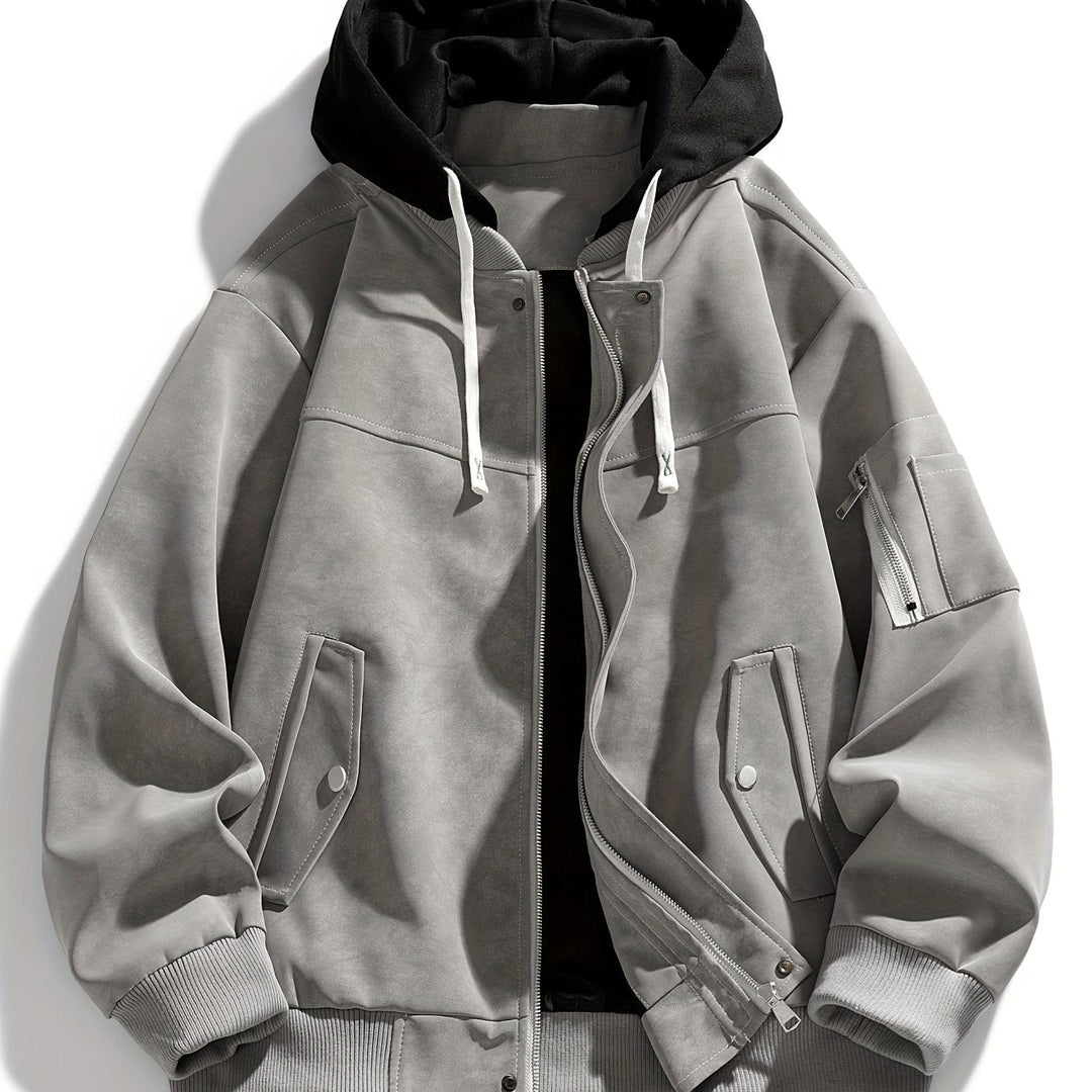 Men's Sporty Zip-Up Hooded Jacket