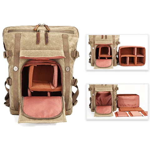 DSLR Camera Backpack Durable Vintage Design
