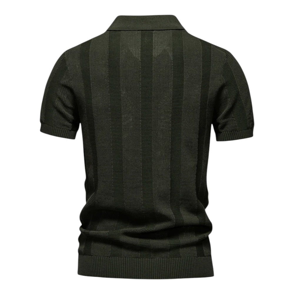 Men's Open-Knit Mesh Ribbed Hem Polo Shirt