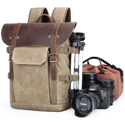 DSLR Camera Backpack Durable Vintage Design