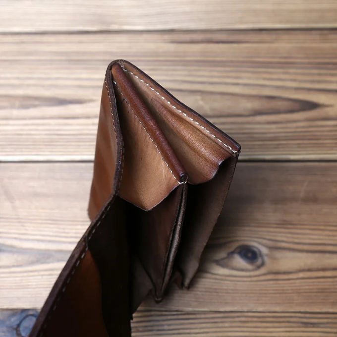 Men's Full-Grain Leather Tri-Fold Wallet