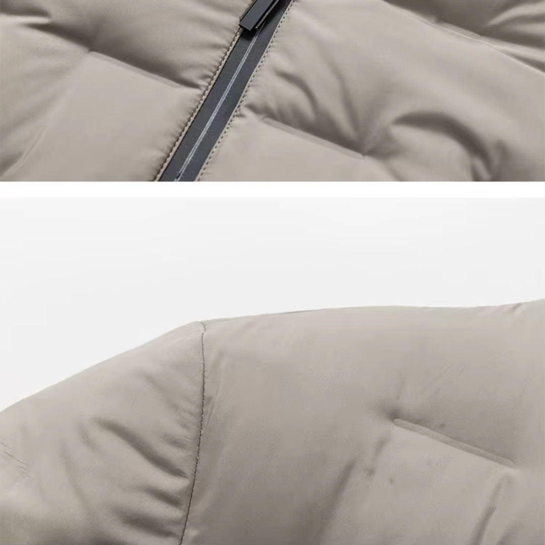 Detail of the sleeve and cuff on a men's quilted jacket