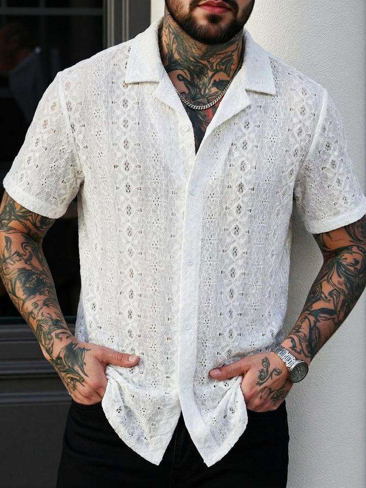 Men's Knit Shirt Open Weave Relaxed Fit