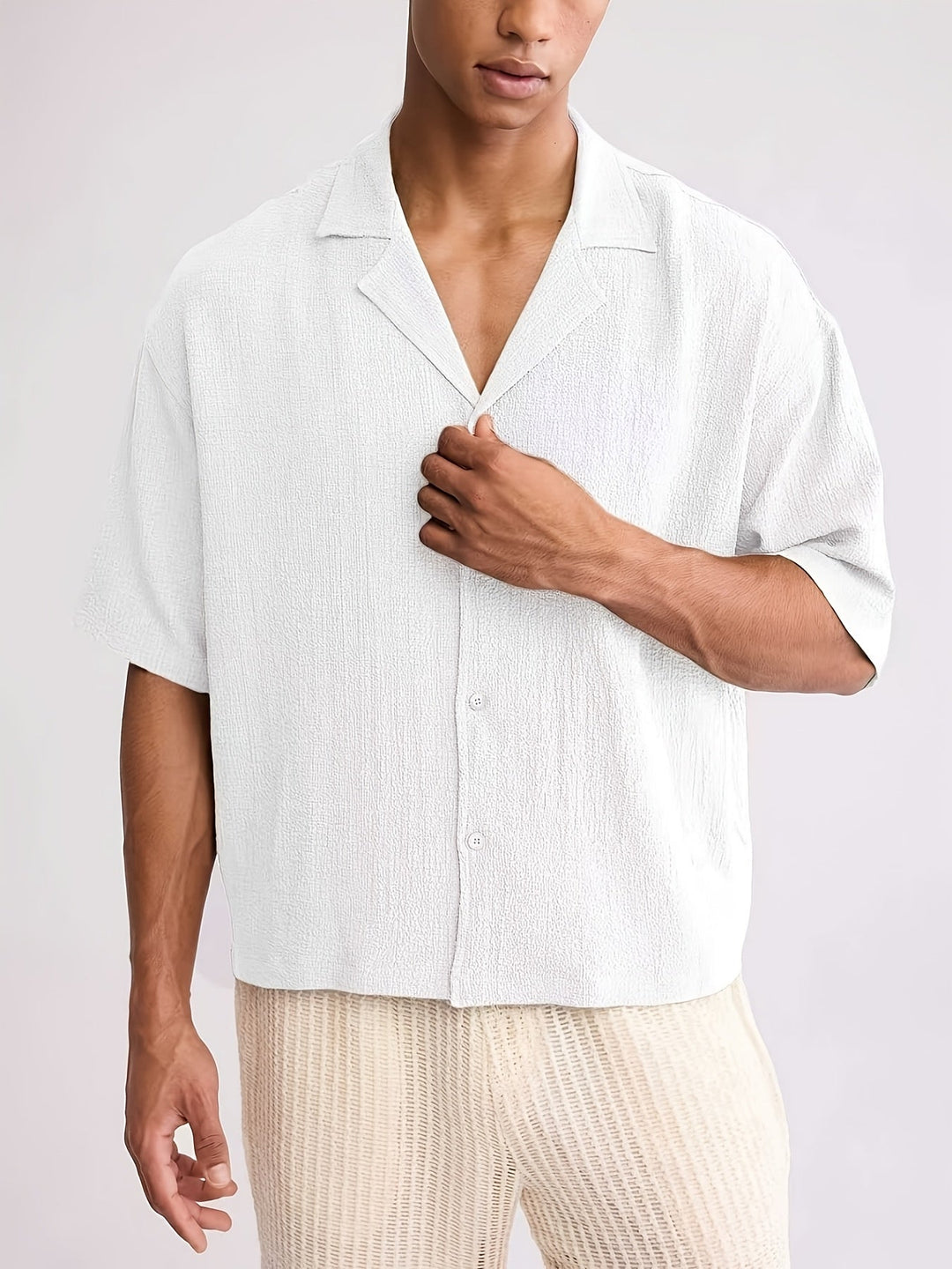 Men's Short-Sleeve Camp Collar Shirt Relaxed Fit