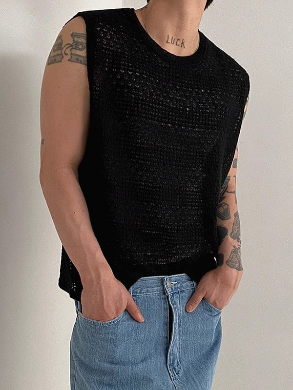 Men's Open Knit Vest Relaxed Fit