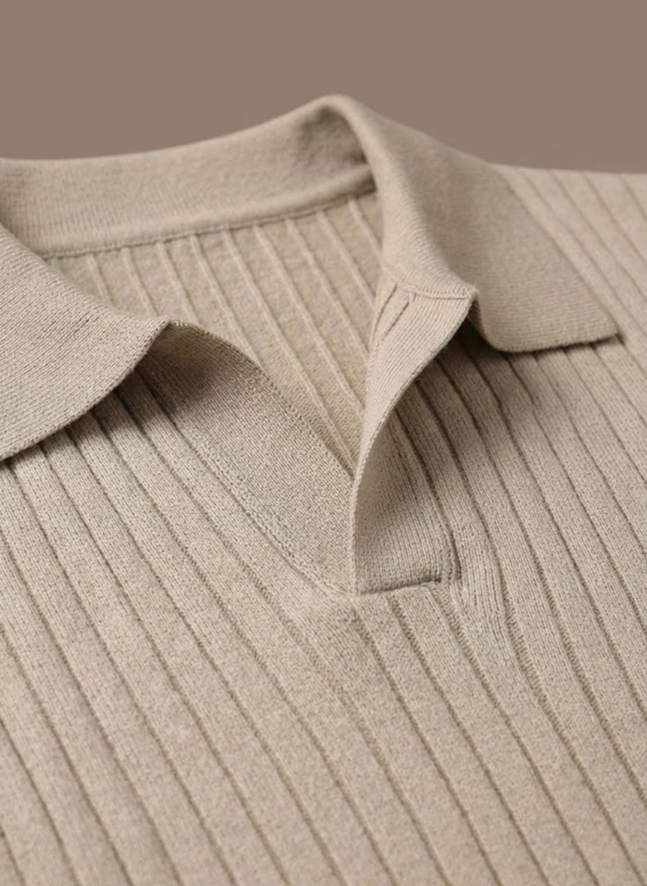 Men's Lightweight Ribbed Knit Polo Shirt