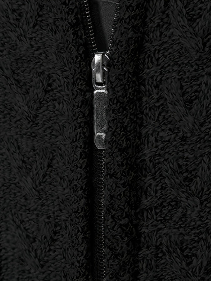 Men's cardigan displaying its structured stand collar