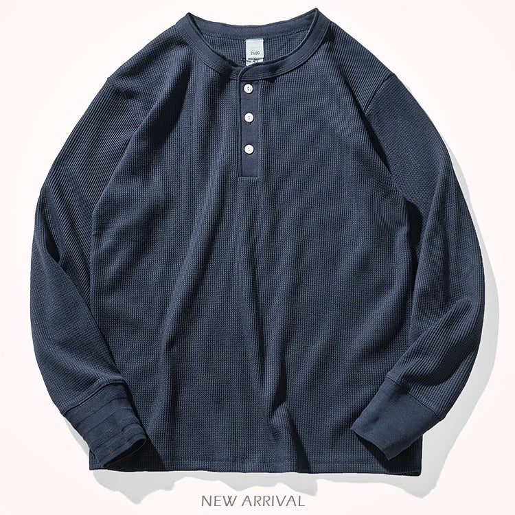 Waffle-Knit Henley Shirt