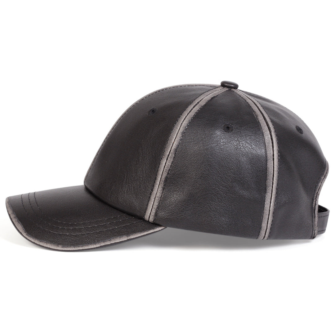 Genuine Leather Structured Baseball Cap Vintage Washed