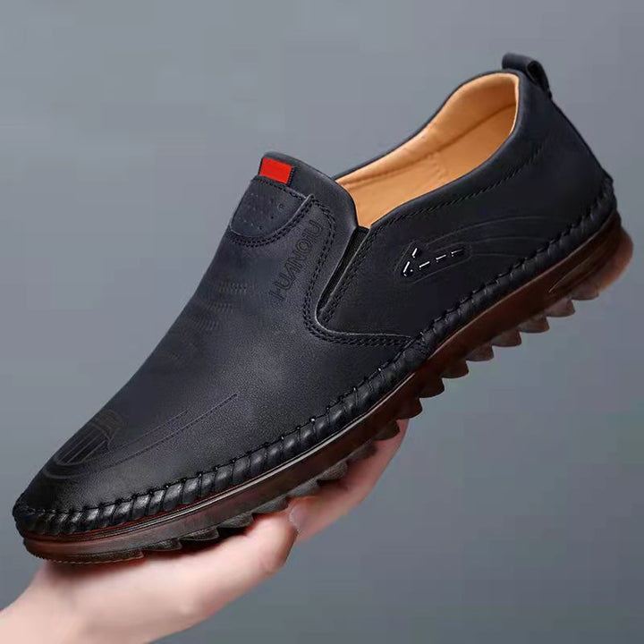 Men's Leather Canvas Slip-On Sneakers