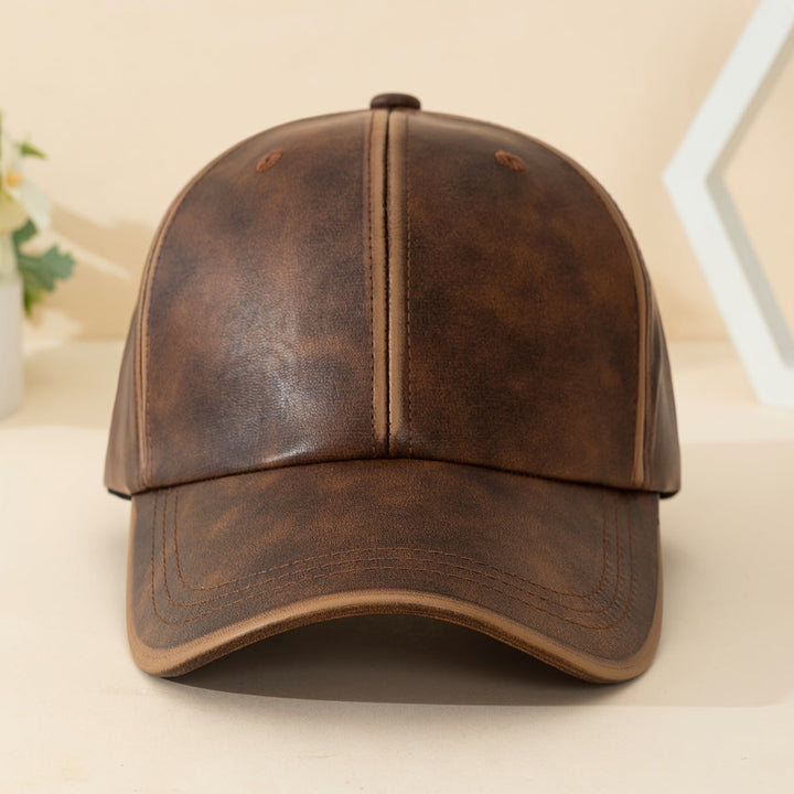 Genuine Leather Structured Baseball Cap Vintage Washed