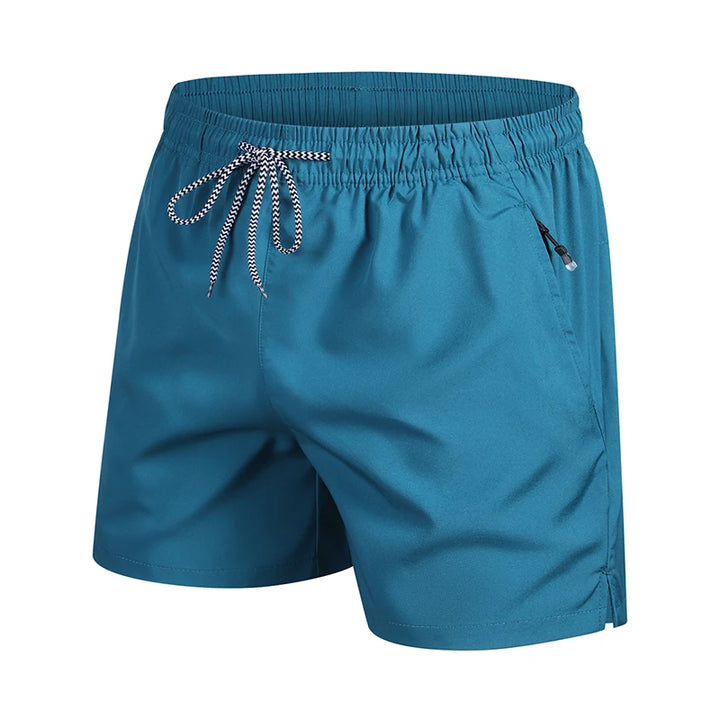 Men's Solid Color Elastic Waist Beach Shorts