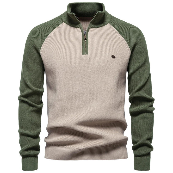Men's Cotton Mock Neck Quarter Zip Pullover Sweater