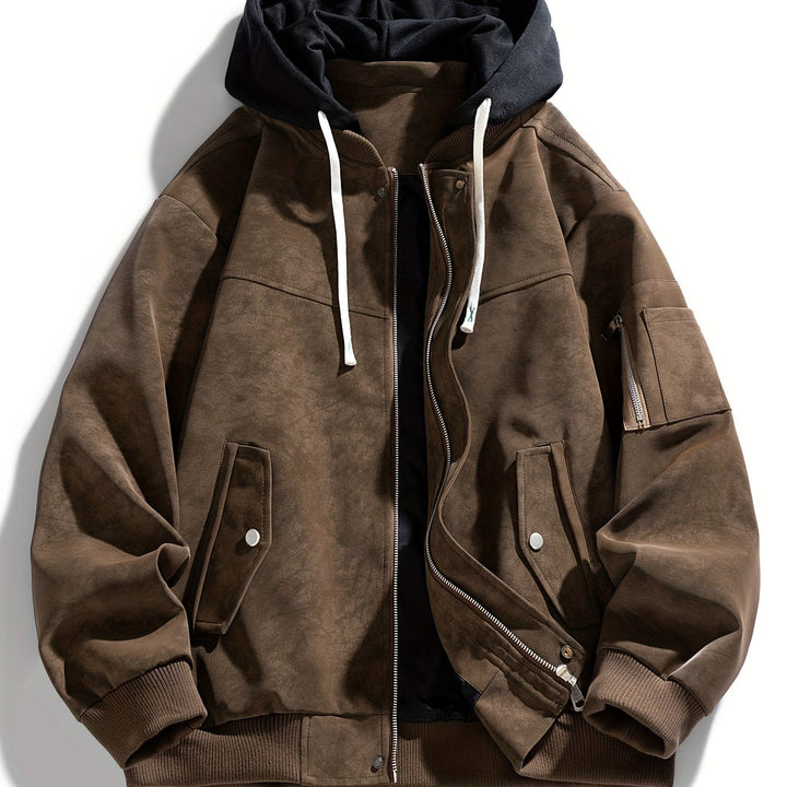 Men's Sporty Zip-Up Hooded Jacket