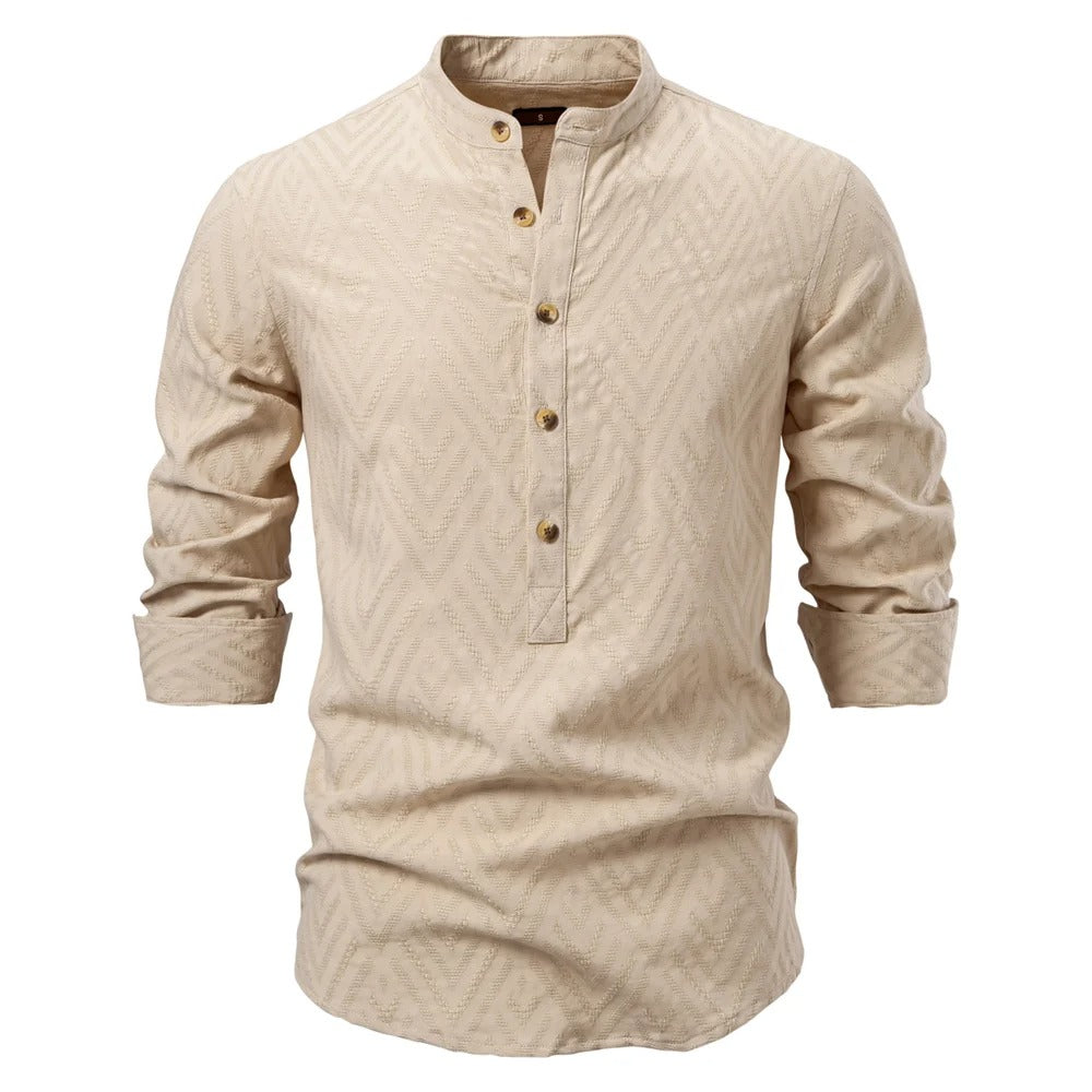 Men’s Textured Henley Collar Shirt