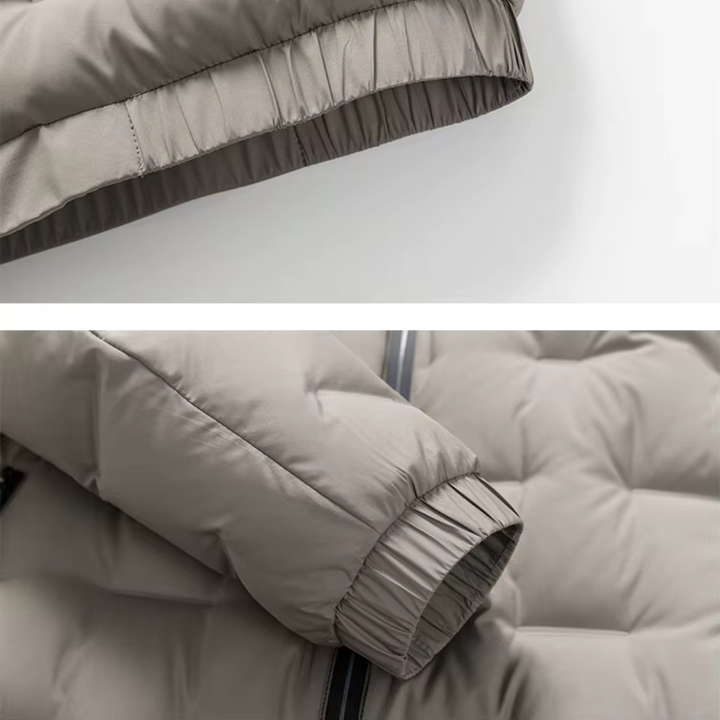 Men's lightweight jacket showing its relaxed fit and quilted construction