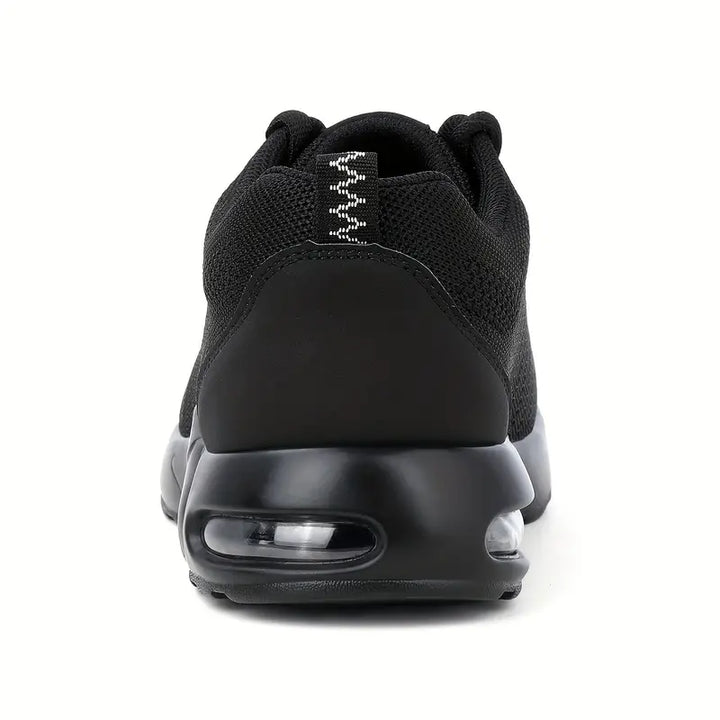 Top view of men's workwear safety shoes showing cushioned comfort insole
