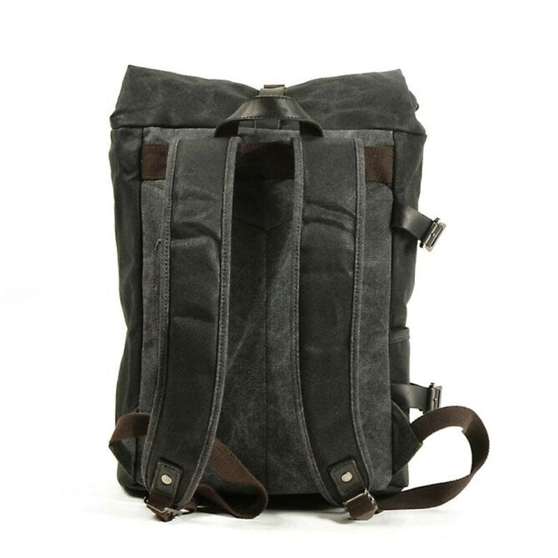 Canvas Roll-Top Vintage Motorcycle Backpack Mens